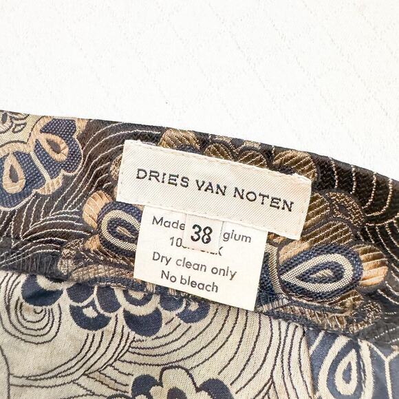 Dries Van Noten Brocade Patterned Silk Pants Geometric Print Size 38 - Picture 7 of 7